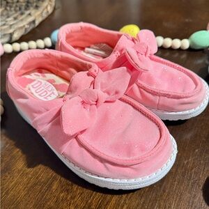 Hey Dude Kids Coral Pink Bow Slip-On Shoes